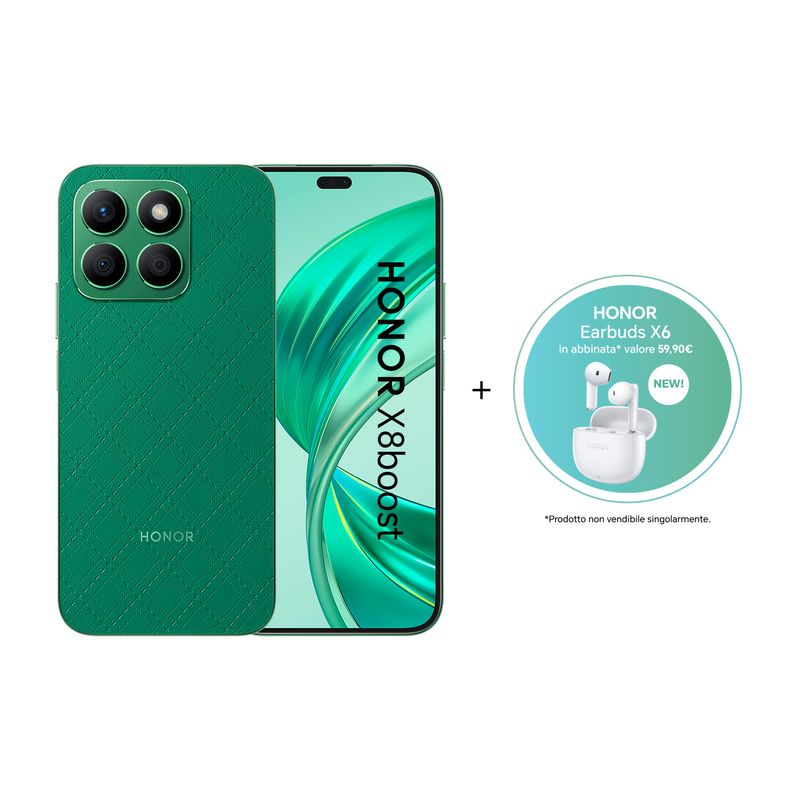 Honor-X8boost---Earbuds-X6-17-cm--6.7--Doppia-SIM-Android-13-4G-USB-tipo-C-8-GB-256-GB-4500-mAh-Verde