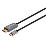 Manhattan 354844 cavo e adattatore video 2 m USB tipo-C DisplayPort Nero Argento (USB-C to DisplayPort 1.4 Cable 8K60Hz