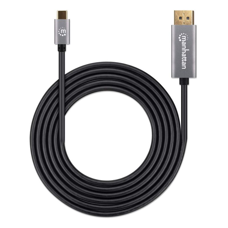 Manhattan-354844-cavo-e-adattatore-video-2-m-USB-tipo-C-DisplayPort-Nero-Argento--USB-C-to-DisplayPort-1.4-Cable-8K60Hz-