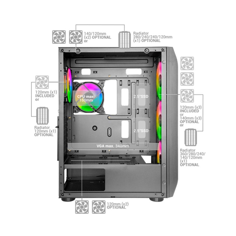 MARS-GAMING-Torre-MC-KX-E-ATX-XL-5X-12CM-NERO