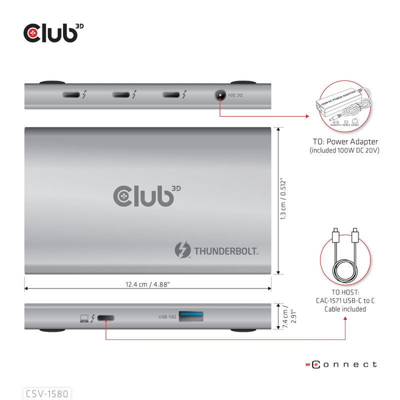 Eingang-1x-Thunderbolt-4-Konnektor--zum-Host--Untersttzt-max.-60W-5V-9V-15V-20V3A-Host-Ladefunktion--Ausgang-3x-Thunderb