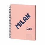 Milan Quaderno Spirale Milan Formato A4 Reticolo 5x5mm - 80 Fogli da 95 gr/mq - Microperforato 4 Fori - Colore Rosa