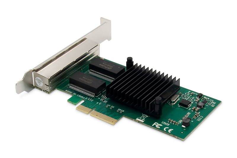 DIGITUS-Scheda-di-rete-Gigabit-Ethernet-a-4-porte-RJ45-PCI-Express-Intel-I350