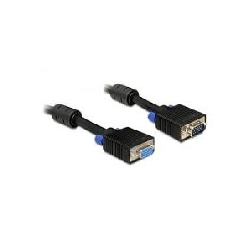 Delock VGA 15pin Verlngerung Stecker-Buchse  2x Ferritkerne  AWG 28  Kabellnge ca. 5m