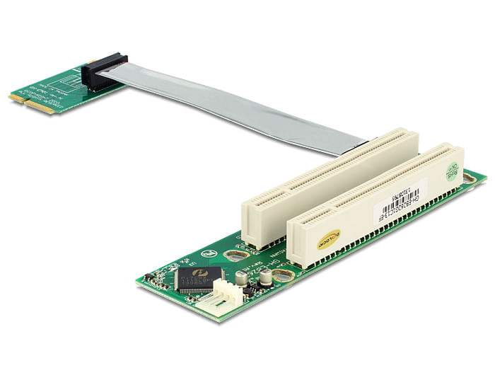 Delock Riser Card Mini PCI Express  2 x PCI con cavo flessibile da 13 cm diretto a sinistra