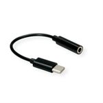 VALUE 12.99.3214 cavo audio 0,13 m 3.5mm USB Nero