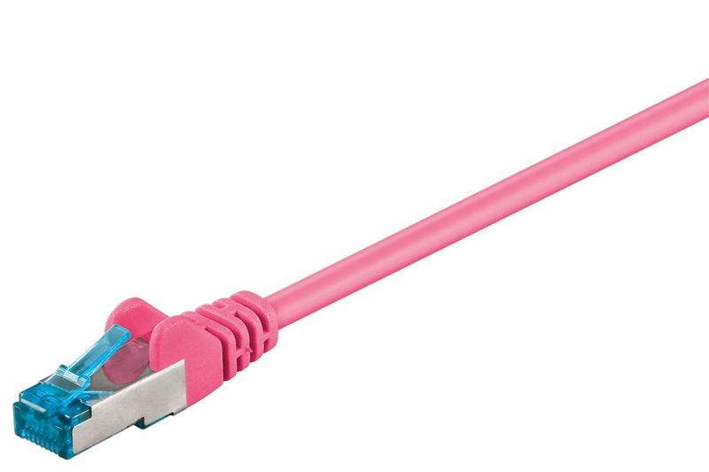 Wentronic-goobay---Patch-Kabel---RJ-45--M--zu-RJ-45--M----50-cm---SFTP-PiMF---CAT-6a---halogenfrei-geformt---Magenta--