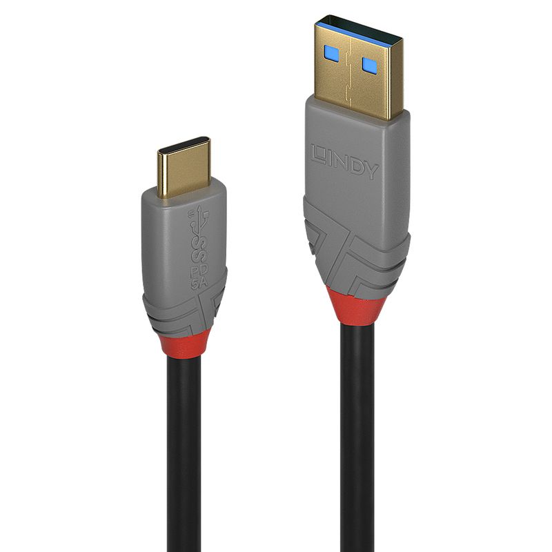 Lindy-36910-cavo-USB-05-m-USB-C-USB-A-Nero-Grigio--0.5M-Usb-3.2-Type-A-To-C---Cable-5A-Pd-Anthra-Line---Warranty-24M-