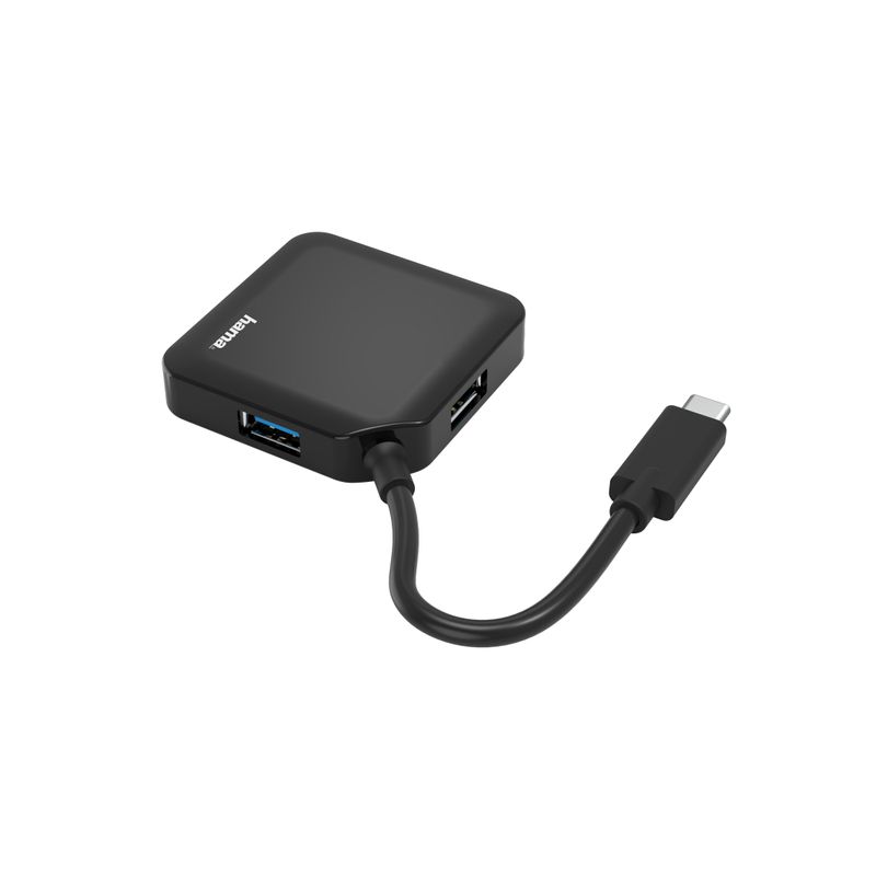 Hama-Hub-USB-Type-C-da-tavolo-3.2-4-porte-cavo-integrato-nero--Hama-4-Port-USB-C-Hub-4x-USB-A-USB-Powered-