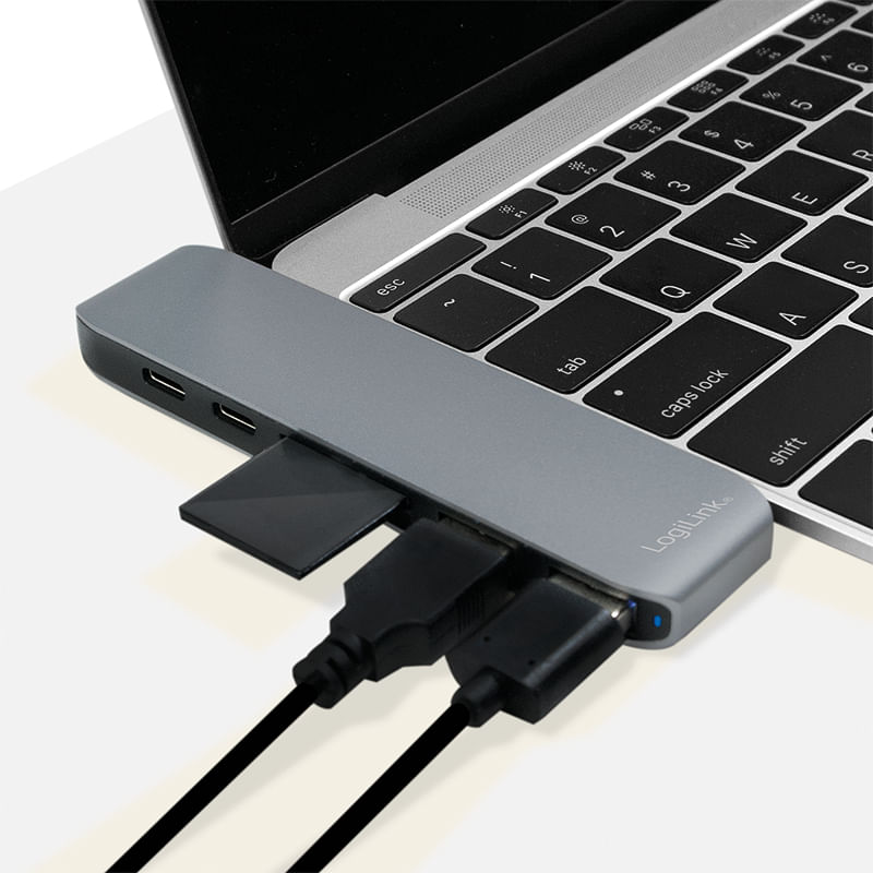 Doppio-HUB-multifunzione-USB-C-grigio-alluminio