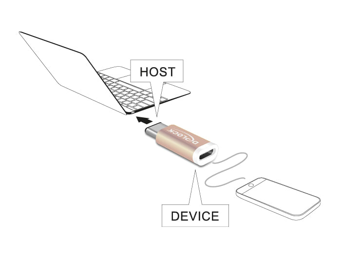 Delock-Adattatore-USB-2.0-Micro-B-femmina--USB-Type-C-2.0-maschio-color-rame