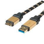 ROLINE 11.02.8879 cavo USB USB 3.2 Gen 1 (3.1 Gen 1) 2 m USB A Micro-USB B Nero, Oro