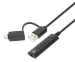 Manhattan-153560-splitter-audio-Nero--USB-C---USB-A-TO-3.5MM-AUDIO----1M-VOL-MUTE-CONTROL-BLACK-