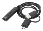 Manhattan-153560-splitter-audio-Nero--USB-C---USB-A-TO-3.5MM-AUDIO----1M-VOL-MUTE-CONTROL-BLACK-