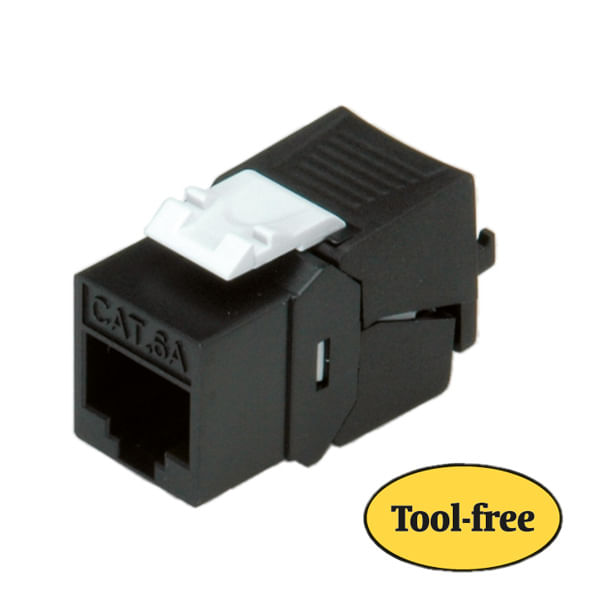 ROLINE-Keystone-Jack-Cat.-6a-RJ-45-unshielded-toolless-Slim-Black-Negro---Conector-Cat.-6a-RJ-45-unshielded-toolless-Sli