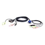 ATEN 2L-7DX2U cavo e adattatore video 1,8 m VGA (D-Sub) + 3.5mm + USB Type-A DVI-I + 3.5mm + USB Type-B Nero, Verde