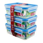 EMSA 508558 recipiente per cibo Rettangolare Scatola 1 L Blu, Trasparente 3 pz