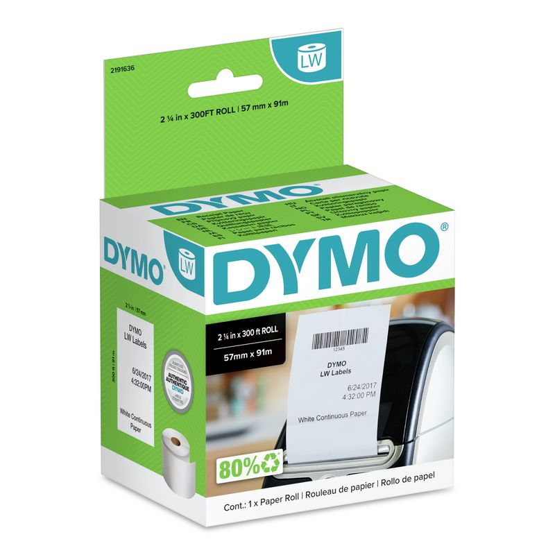 DYMO-Rotoli-di-carta-continua--LabelWriter-FSC---57-x-91m--DYMO-LabelWriter-Label-Continuous-Paper-roll-57mm-X-91m-Singl