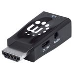 Manhattan 151542 adattatore per inversione del genere dei cavi HDMI VGA, 3.5mm Nero