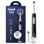 Braun Oral-B Spazzolino Elettrico Ricaricabile Series 1 Nero con 2 Testine di Ricambio, 1 Spazzolino