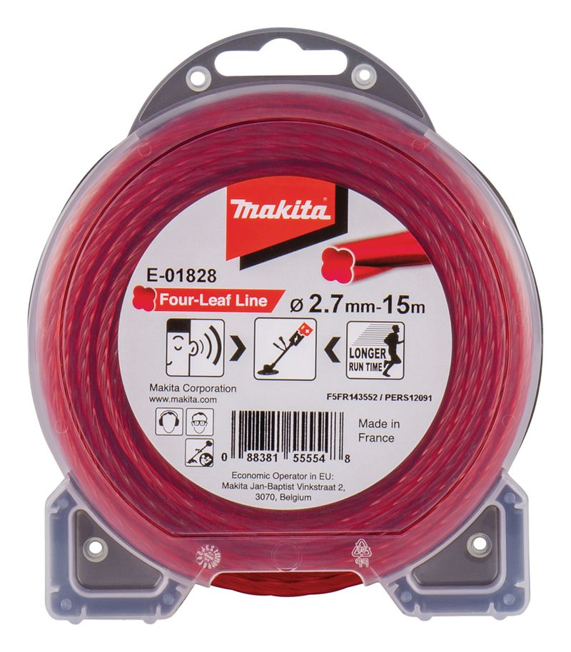 Filo-falciante-Makita-Four-Leaf-27-mm-x-15-m-rosso