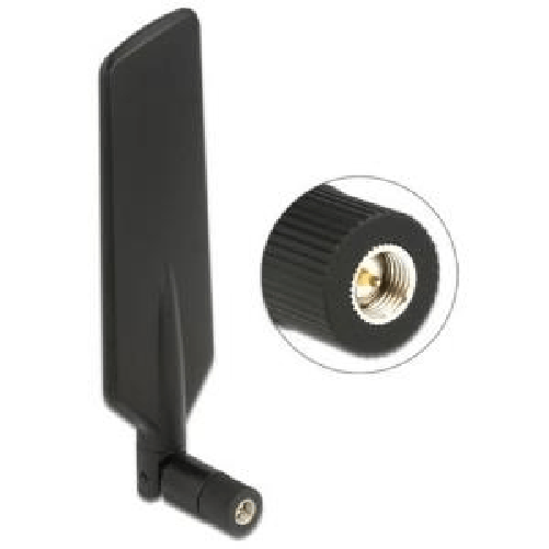 Delock-Antenna-LTE-SMA-plug-05---3-dBi-omnidirezionale-girevole-con-giunto-inclinabile-nero