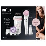 Braun Silk-épil 9 9-975 Beauty Set Epilatore Donna 6-In-1 Wet&Dry Senza Fili – Rasoio, Spazzola Esfoliante Corpo