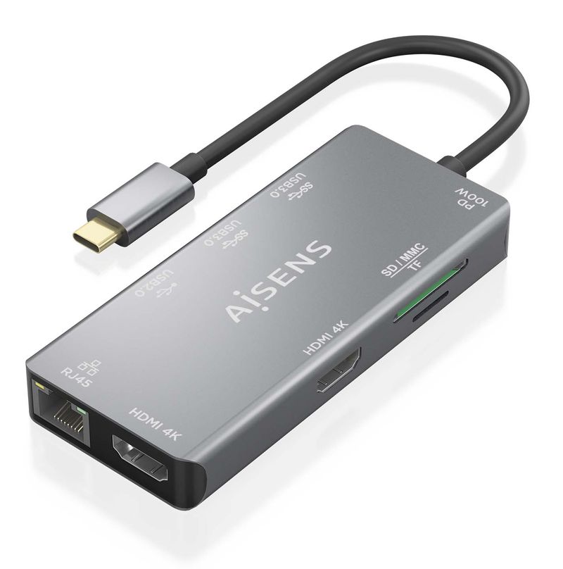 AISENS-ASUC-9P018-GR-replicatore-di-porte-e-docking-station-per-laptop-Cablato-USB-3.2-Gen-1--3.1-Gen-1--Type-C-Grigio