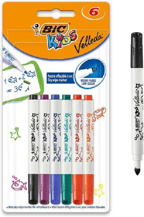 Bic-Kids-Mini-Velleda-Pacchetto-di-6-Slizarra-Sizera---Bloccato-knit---Base-alcolica