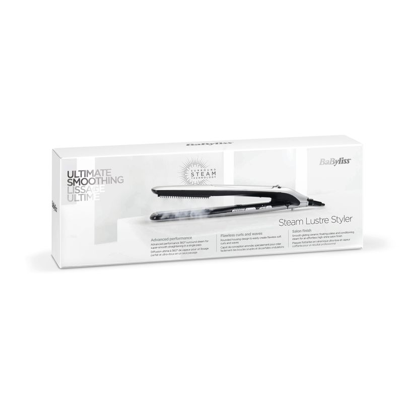 BaByliss-Steam-Lustre-Styler-Piastra-per-capelli-Vapore-Nero-Bianco-25-m