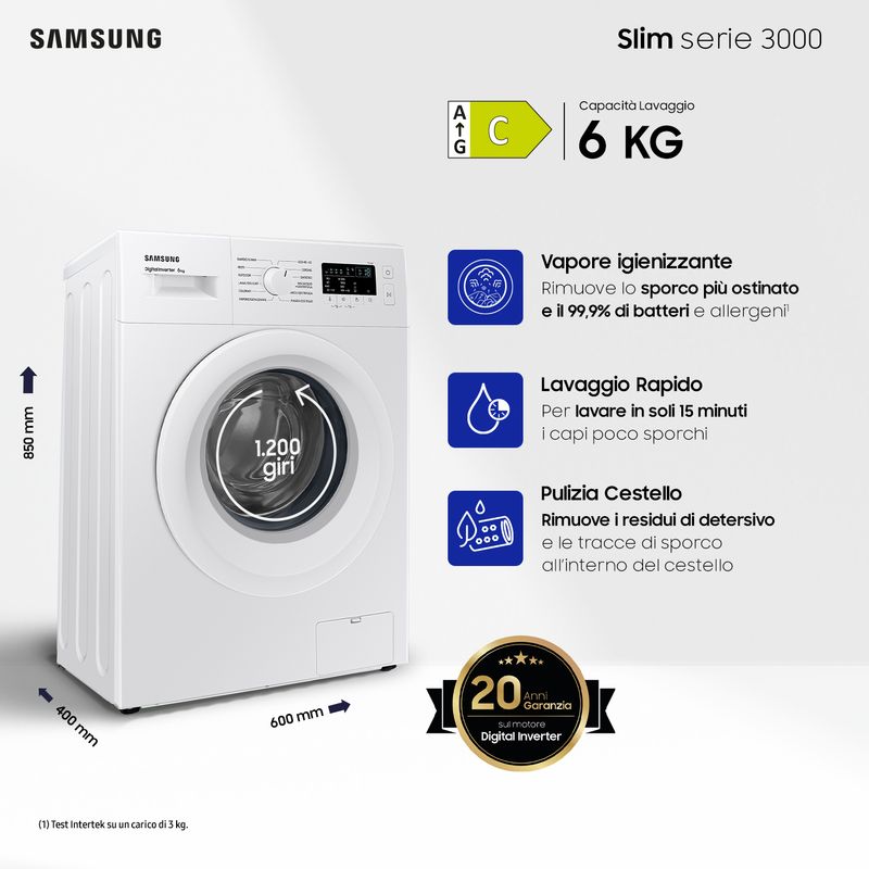 Samsung-WW60A3120WE-ET-Lavatrice-Slim-Carica-Frontale-Classe-energetica-C-Capacita--di-carico-6-Kg-Centrifuga-1200-giri-Profondita--40-cm-Motore-Digital-Inverter-Vapore-Igienizzante