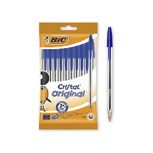 BIC Cristal Original, Penne Blu a Sfera (Punta 1mm), Confezione da 10