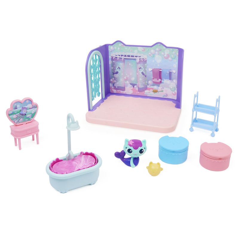 Gabby-s-Dollhouse-Primp-and-Pamper-Bathroom-con-personaggio-MerCat-3-accessori-3-mobili-e-2-scatole-con-sorpresa-giocattoli-per-bambini-dai-3-anni-in-su