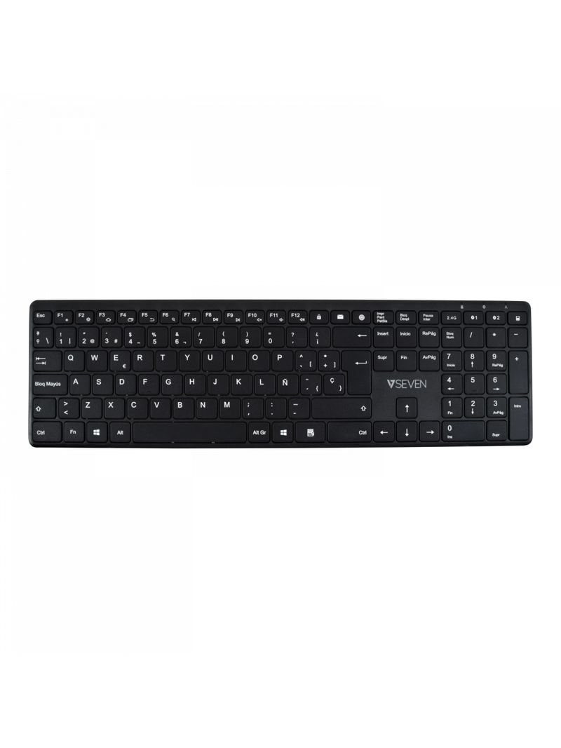 V7-Tastiera-Bluetooth-KW550ESBT-da-24-GHZ-a-due-modalit--QWERTY-spagnolo---Nero--BLUETOOTH-SILENT-KEYBOARD-ES---2.4GHZ-D