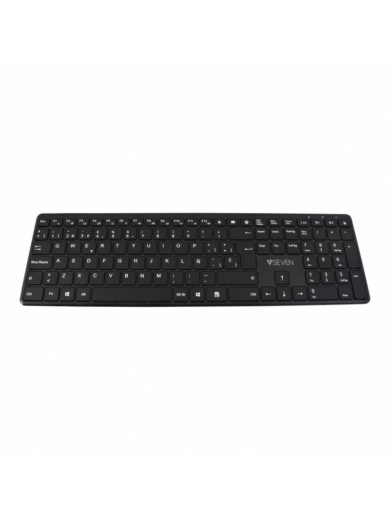 V7-Tastiera-Bluetooth-KW550ESBT-da-24-GHZ-a-due-modalit--QWERTY-spagnolo---Nero--BLUETOOTH-SILENT-KEYBOARD-ES---2.4GHZ-D