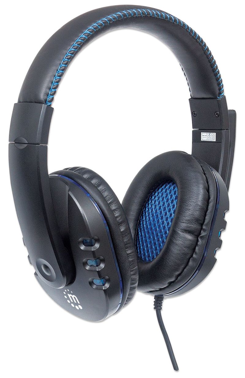 Manhattan-176088-cuffia-e-auricolare-Cablato-A-Padiglione-Musica-e-Chiamate-Nero-Blu--USB-GAMING-LED-HEADSET-1.8M----BUI