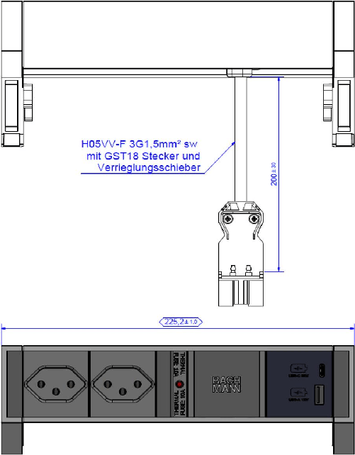 DESK2-2xCH-T13-1xUSB-A-C-22W