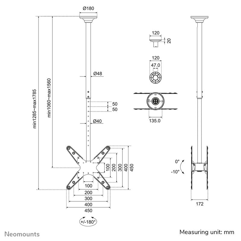 Newstar-Neomounts-supporto-da-soffitto-per-TV-monitor