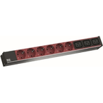 Bachmann Auftragsbezogen nicht Stornierbar  19" 1HE Steckdosenleiste 6x Schutzkontaktsteckdosen rot  3x IEC320 C19 rot