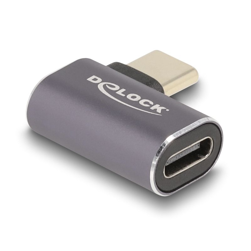 Delock-Adattatore-USB-40-Gbps-USB-Type-C-PD-3.0-100-W-maschio-femmina-angolato-sinistra-destra-8K-60-Hz-metallo