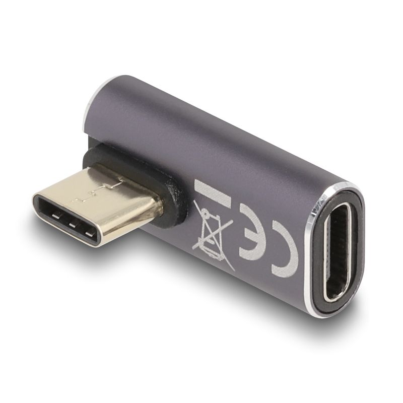 Delock-Adattatore-USB-40-Gbps-USB-Type-C-PD-3.0-100-W-maschio-femmina-rivolto-ad-angolo-sinistra-destra-8K-60-Hz-metallo