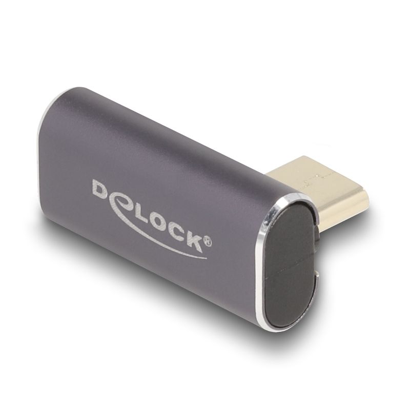 Delock-Adattatore-USB-40-Gbps-USB-Type-C-PD-3.0-100-W-maschio-femmina-rivolto-ad-angolo-sinistra-destra-8K-60-Hz-metallo