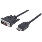 Manhattan 355742 cavo e adattatore video 2 m HDMI tipo A Standard DVI-D Nero (HDMI TO DVI-D CABLE 2M- - MALE/MALE 24/1 B