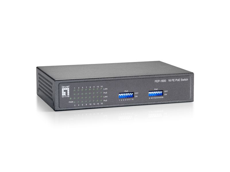 LevelOne-FEP-1600W90-switch-di-rete-Fast-Ethernet--10-100--Supporto-Power-over-Ethernet--PoE--Grigio