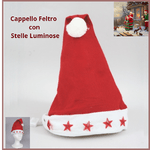 Cappello di babbo natale cappelli natalizi luminoso decorazioni natalizie vintage cappellino in feltro con stelle  luci rosso e bianco