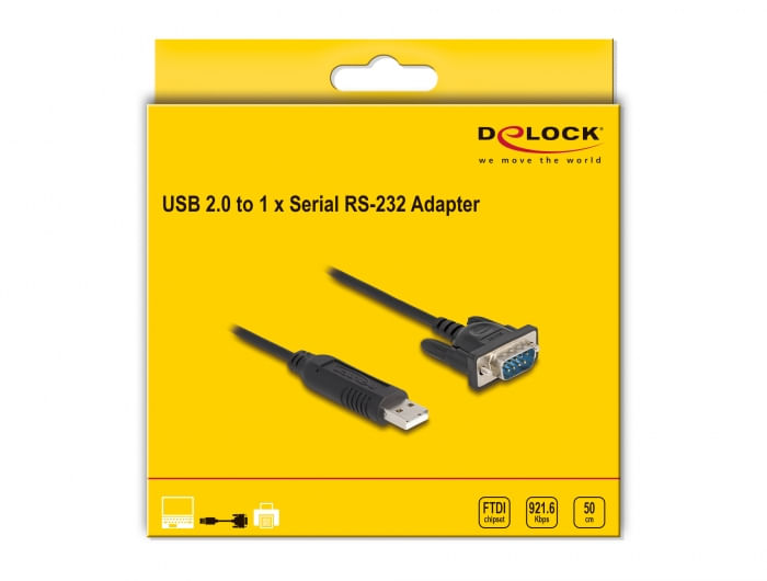 Delock-Adattatore-da-USB-2.0-a-RS-232-seriale-con-connettore-seriale-compatto-con-alloggiamento-FTDI-da-50-cm