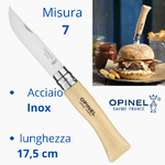 Opinel coltello coltellino tascabile pieghevole misura 7 con lama 8 cm vintage acciaio inox per funghi