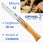 Opinel coltello coltellino tascabile pieghevole misura con lama 12 cm vintage acciaio al carbonio per funghi caccia campagna manico in legno di faggio