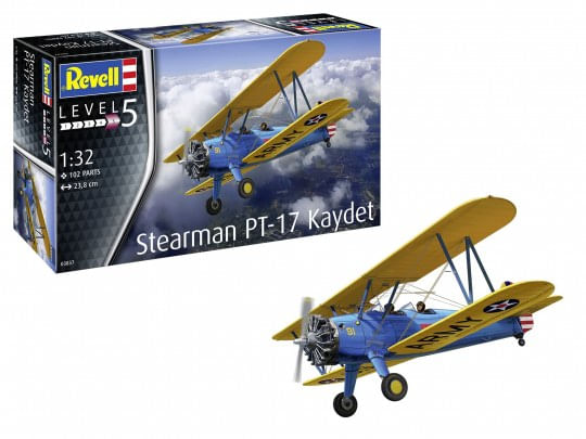 Revell-Stearman-PT-17-Kaydet-Fixed-wing-aircraft-model-Montagesatz-1-32--03837-