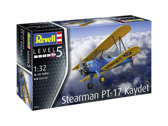 Revell-Stearman-PT-17-Kaydet-Fixed-wing-aircraft-model-Montagesatz-1-32--03837-